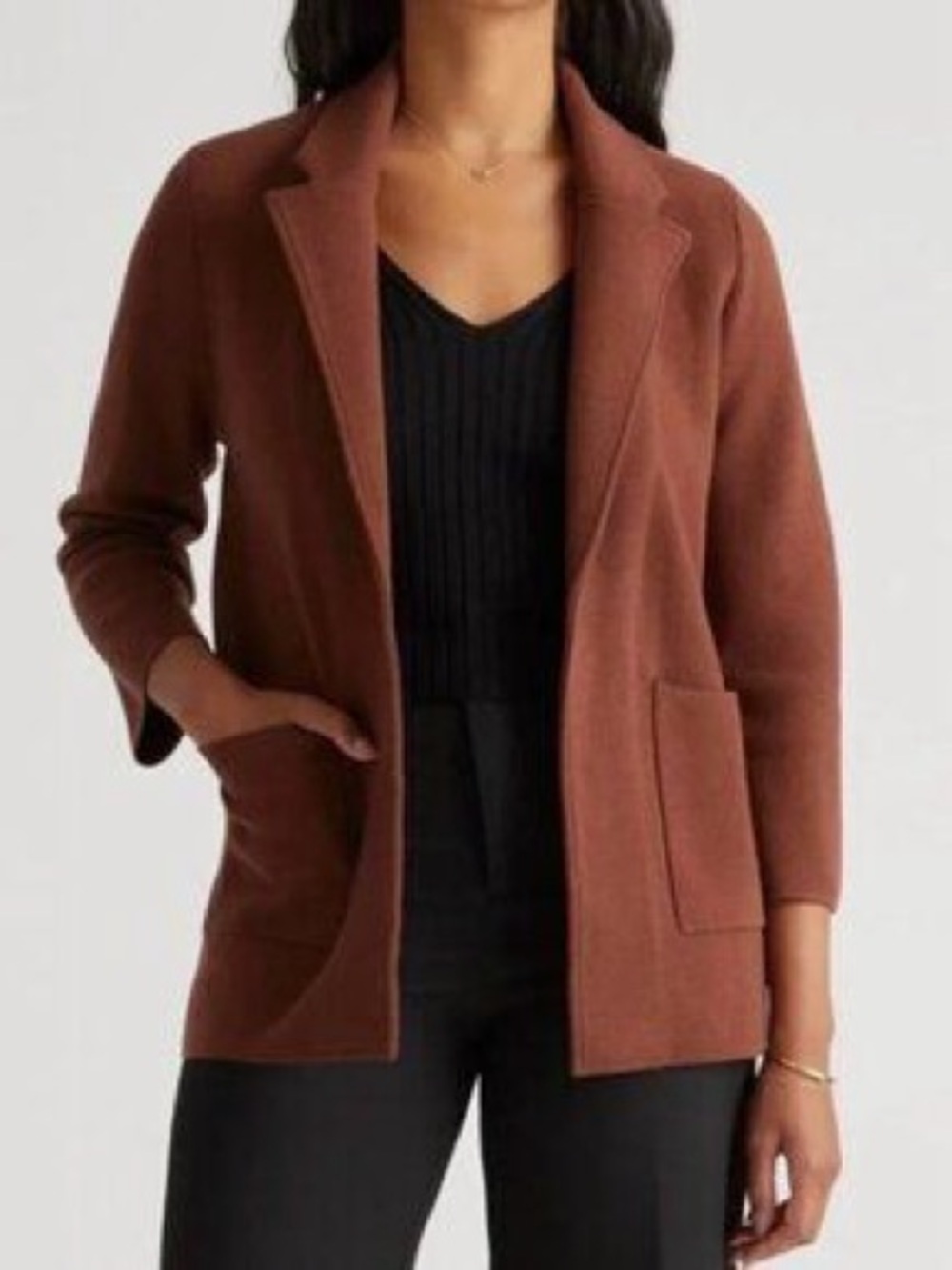 Quince 100% Organic Cotton Knit Blazer cappuccino medium